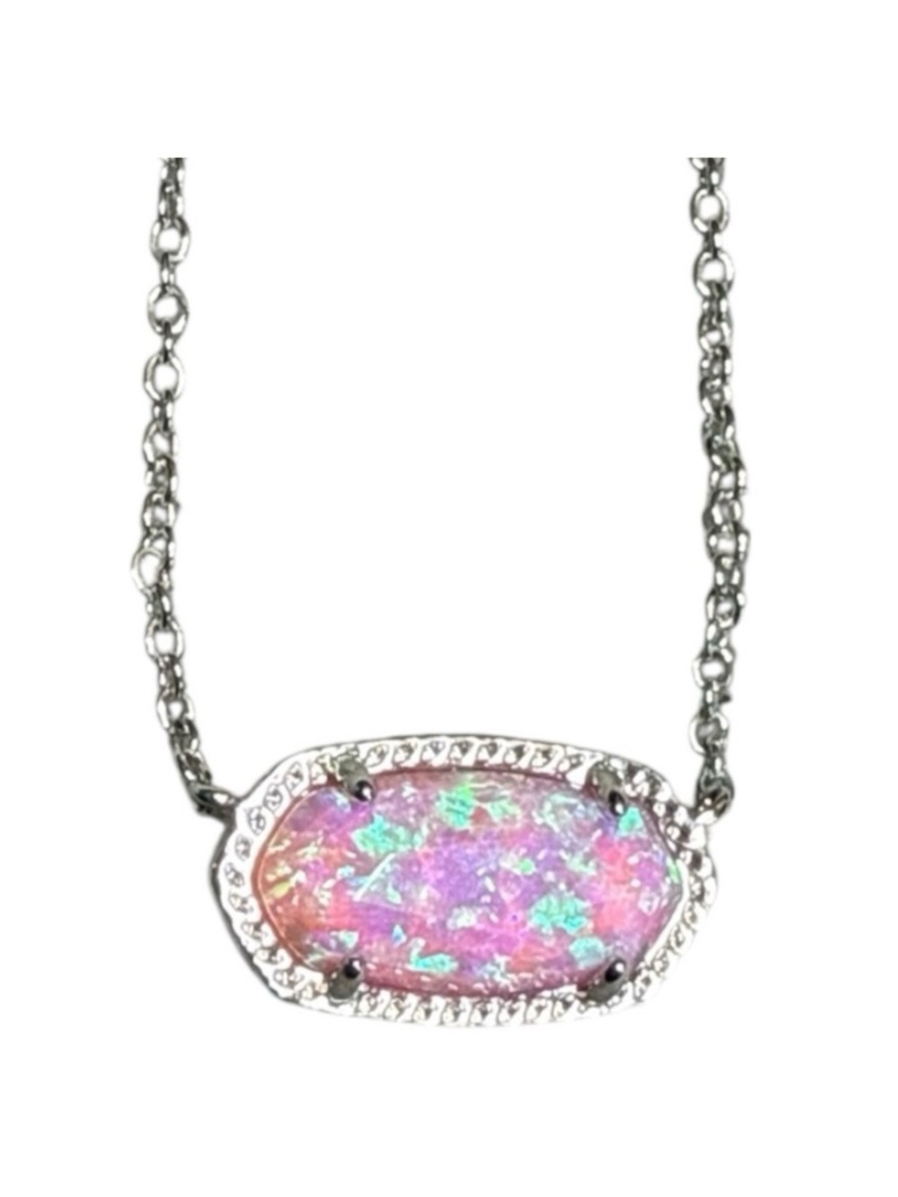 Kendra Scott Pink Elise Necklace With Silver Chain
